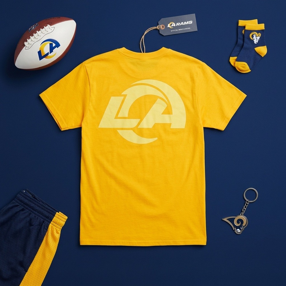 NWT '47 Brand Los Angeles Rams Men's T-Shirt Yellow Size Medium Vintage Tubular